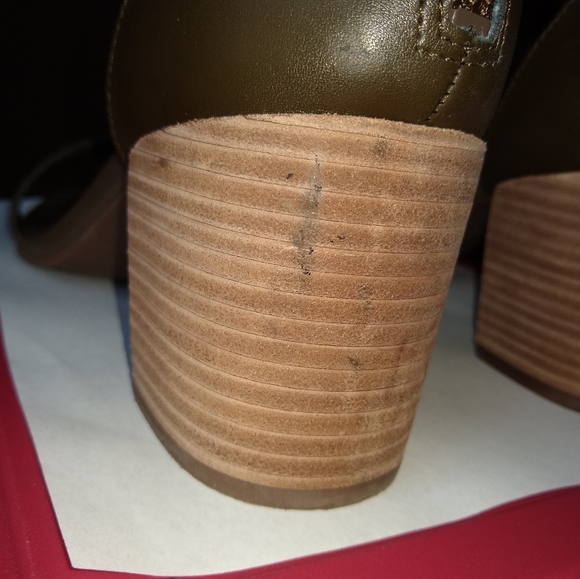 Tommy Hilfiger CHARLOT green leather stacked heel - Picture 4 of 7